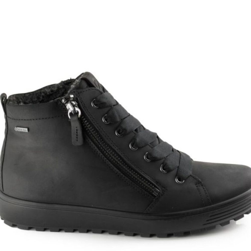 ECCO Women's Soft 7 TRED Black High-Top Sneaker Gore-TEX Waterproof Size EU 40